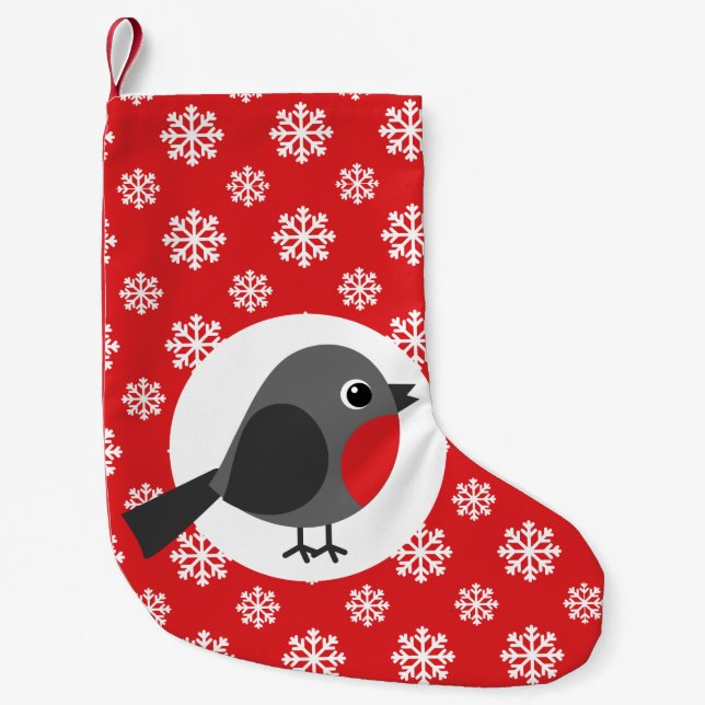 Robin Snöflingor Red Liten Julstrumpa (Framsidan)