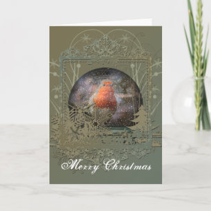 Robin Snowglobe julkort Helgkort