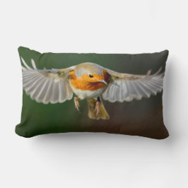 Robin som svävar i flyg, kudder lumbarkudde