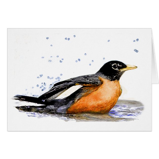 Robin Tar en Bath Hälsningskort (Framsidan Horizontal)