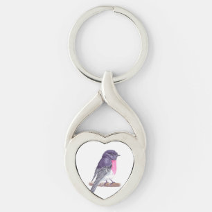 Robin Twisted Heart Silverfärgad Nyckelring