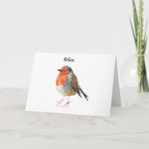 Robin vattenfärgsmålad fågel. Snyggt kort.