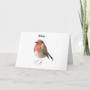 Robin vattenfärgsmålad fågel. Snyggt kort. Kort