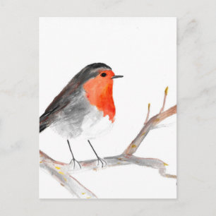 Robin Vattenfärgsmålning Julkonst Helg Vykort