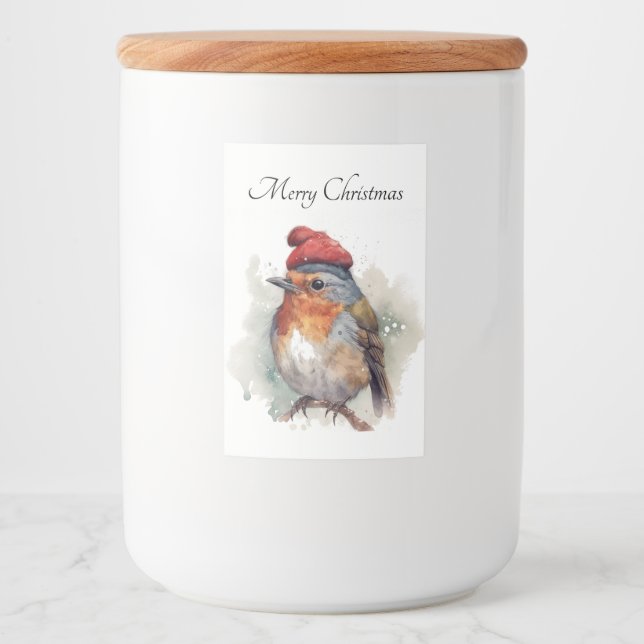 Robin Winter Delight, anpassningsbar Mat Etikett (Framsida)