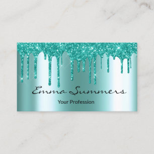 Robin's ägg Blue Drips Metall Customize Glitter Visitkort