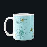 Robins atom- Starbursts för äggblått mugg<br><div class="desc">Detta Robins för den Starbursts för äggblått presenterar det Iconic atom- mönster muggen iconic atom- starbursts. Det är höger! Old school, robin'sens färgad bakgrund för ägg blått med guld- stänk är den perfekta bakgrunden för den vibrerande turkosen, rogivande selleri, och den kitschy peargröntfärgaden cirklar. Fläckarna av färg förläggas sporadically i...</div>