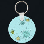 Robin's Egg Blue Atomic Starbursts Button Keychain Nyckelring<br><div class="desc">Denna Robin's Egg Blue Iconic Atomic Starbursts Button Keychain mönster har ikoniska atomstjärnor. Det är höger! Bakgrunden till den blåa färgaden i old school med guld-späckar är perfektens bakgrund för den pulserande turkosen, kökssleriet och färgaden för päronpäron i grönten. Sportarna i färg placeras sporadiskt i olika storlekar med överliggande V-formad...</div>