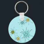 Robin's Egg Blue Atomic Starbursts Button Keychain Nyckelring<br><div class="desc">Denna Robin's Egg Blue Iconic Atomic Starbursts Button Keychain mönster har ikoniska atomstjärnor. Det är höger! Bakgrunden till den blåa färgaden i old school med guld-späckar är perfektens bakgrund för den pulserande turkosen, kökssleriet och färgaden för päronpäron i grönten. Sportarna i färg placeras sporadiskt i olika storlekar med överliggande V-formad...</div>