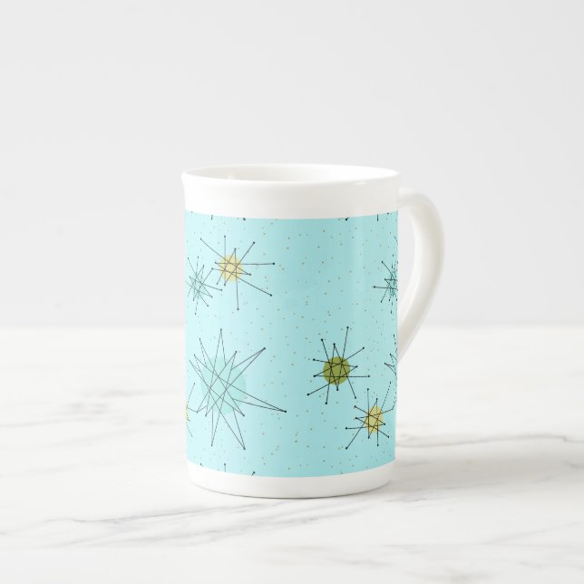 Robin's Egg Blue Atomic Starbursts China Mugg Benporslin Mugg (Framsida höger)
