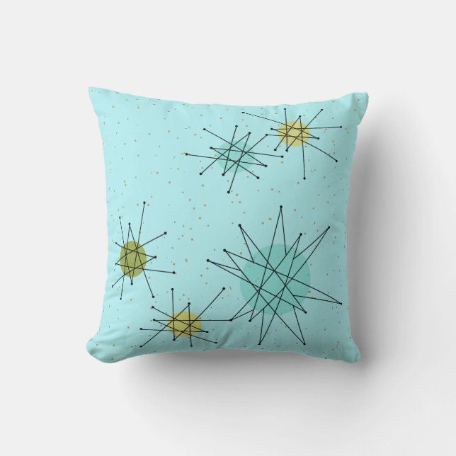 Robin's Egg Blue Atomic Starbursts Dekorativ kudde (Framsida)