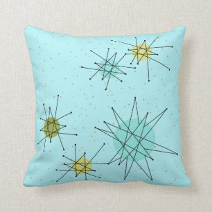 Robin's Egg Blue Atomic Starbursts Dekorativ kudde