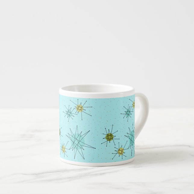 Robin's Egg Blue Atomic Starbursts Espresso Mugg Espressomugg (Framsida höger)