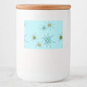 Robin's Egg Blue Atomic Starbursts Food Label Mat Etiketter