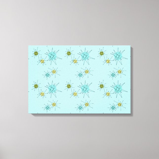 Robin's Egg Blue Atomic Starbursts Kanvastryck (Framsida)