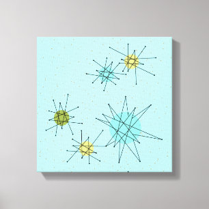 Robin's Egg Blue Atomic Starbursts Kanvastryck
