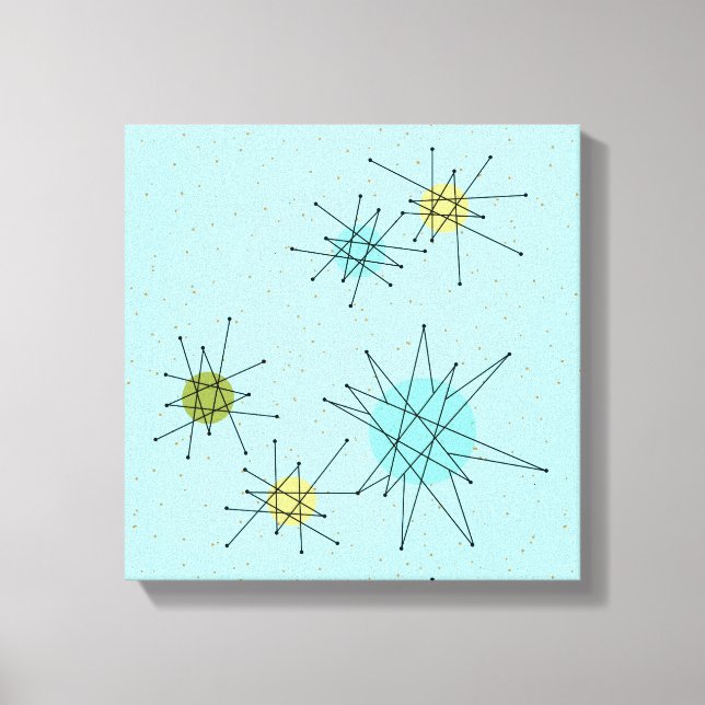 Robin's Egg Blue Atomic Starbursts Kanvastryck (Framsida)