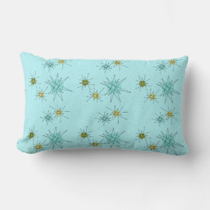Robin's Egg Blue Atomic Starbursts Lumbar Pillow Lumbarkudde