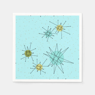 Robin's Egg Blue Atomic Starbursts Papper Napkins Pappersservett