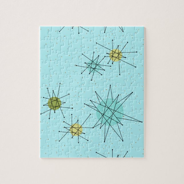 Robin's Egg Blue Atomic Starbursts Puzzle Pussel (Vertikal)