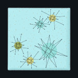 Robin's Egg Blue Atomic Starbursts Square Magnet<br><div class="desc">Denna Robin's Egg Blue Iconic Atomic Starbursts Square Magnet mönster har iconic atomic starbursts. Det är höger! Bakgrunden till den blåa färgaden i old school med guld-späckar är perfektens bakgrund för den pulserande turkosen, kökssleriet och färgaden för päronpäron i grönten. Sportarna i färg placeras sporadiskt i olika storlekar med överliggande...</div>