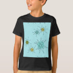 Robin's Egg Blue Atomic Starbursts T-Shirt<br><div class="desc">Denna Robin's Egg Blue Iconic Atomic Starbursts T-Shirt mönster har ikoniska atomstjärnor. Det är höger! Bakgrunden till den blåa färgaden i old school med guld-späckar är perfektens bakgrund för den pulserande turkosen, kökssleriet och färgaden för päronpäron i grönten. Sportarna i färg placeras sporadiskt i olika storlekar med överliggande V-formad linjer...</div>