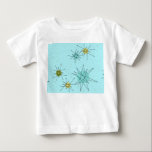 Robin's Egg Blue Atomic Starbursts T-Shirt<br><div class="desc">Denna Robin's Egg Blue Iconic Atomic Starbursts T-Shirt mönster har ikoniska atomstjärnor. Det är höger! Bakgrunden till den blåa färgaden i old school med guld-späckar är perfektens bakgrund för den pulserande turkosen, kökssleriet och färgaden för päronpäron i grönten. Sportarna i färg placeras sporadiskt i olika storlekar med överliggande V-formad linjer...</div>