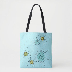 Robin's Egg Blue Atomic Starbursts Tote Bag Tygkasse
