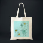 Robin's Egg Blue Atomic Starbursts Tote Bag Tygkasse<br><div class="desc">Denna Robin's Egg Blue Iconic Atomic Starbursts Tote Bag mönster har ikoniska atomstjärnor. Det är höger! Bakgrunden till den blåa färgaden i old school med guld-späckar är perfektens bakgrund för den pulserande turkosen, kökssleriet och färgaden för päronpäron i grönten. Sportarna i färg placeras sporadiskt i olika storlekar med överliggande V-formad...</div>