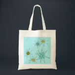 Robin's Egg Blue Atomic Starbursts Tote Bag Tygkasse<br><div class="desc">Denna Robin's Egg Blue Iconic Atomic Starbursts Tote Bag mönster har ikoniska atomstjärnor. Det är höger! Bakgrunden till den blåa färgaden i old school med guld-späckar är perfektens bakgrund för den pulserande turkosen, kökssleriet och färgaden för päronpäron i grönten. Sportarna i färg placeras sporadiskt i olika storlekar med överliggande V-formad...</div>