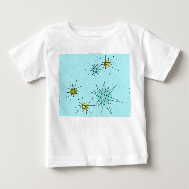 Robin's Egg Blue Atomic Starbursts Tutu Bodykostym Tee Shirt (Framsida)