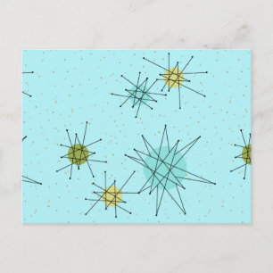 Robin's Egg Blue Atomic Starbursts vykort