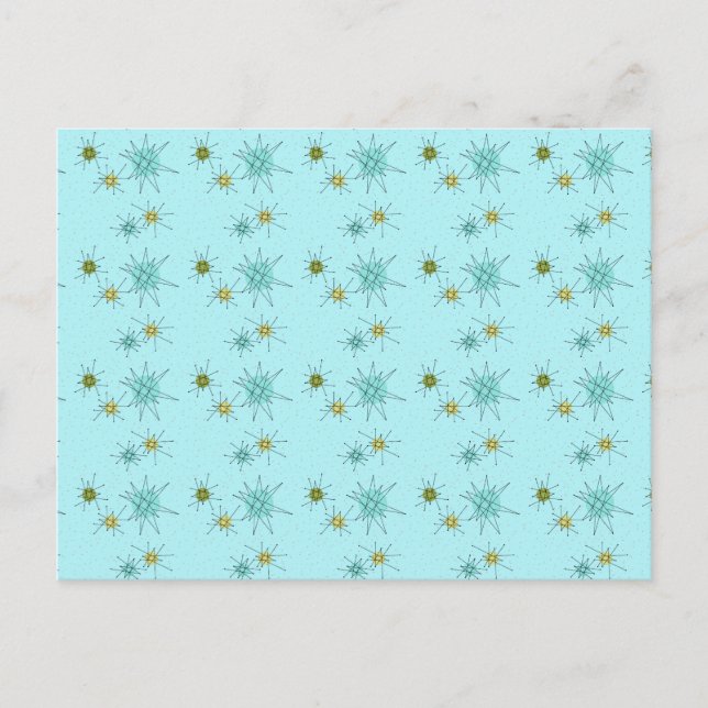Robin's Egg Blue Atomic Starbursts vykort (Framsida)
