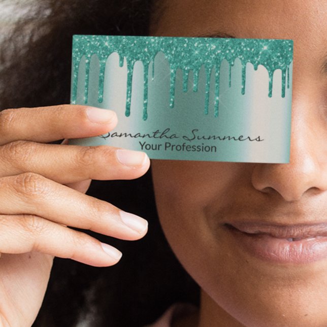 Robin's Egg Blue Drips Metall ser unik Anpassnings Visitkort (Skapare uppladdad)