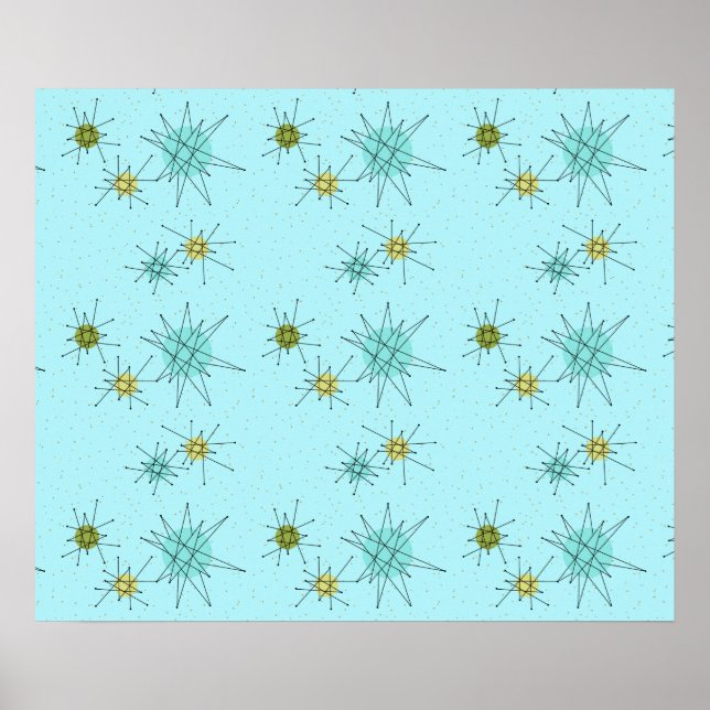 Robin's Egg Blue Iconic Atomic Starbursts Poster (Framsidan)