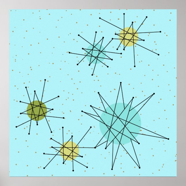 Robin's Egg Blue Iconic Atomic Starbursts Poster (Framsidan)