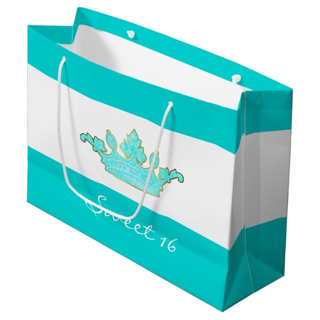 Robins Egg Blue Krona Anpassningsbar Gift Bag (Framsidan Vinklad)