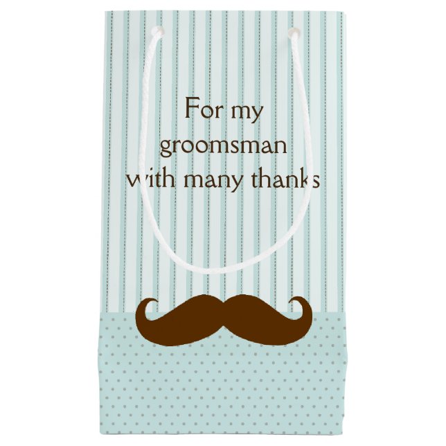 Robins Egg Blue med Mustache Groomsman Gift Bag (Framsidan)