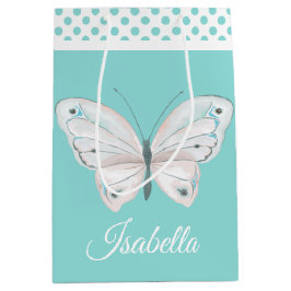 Robins Egg Blue med White Butterfly Gift Bag