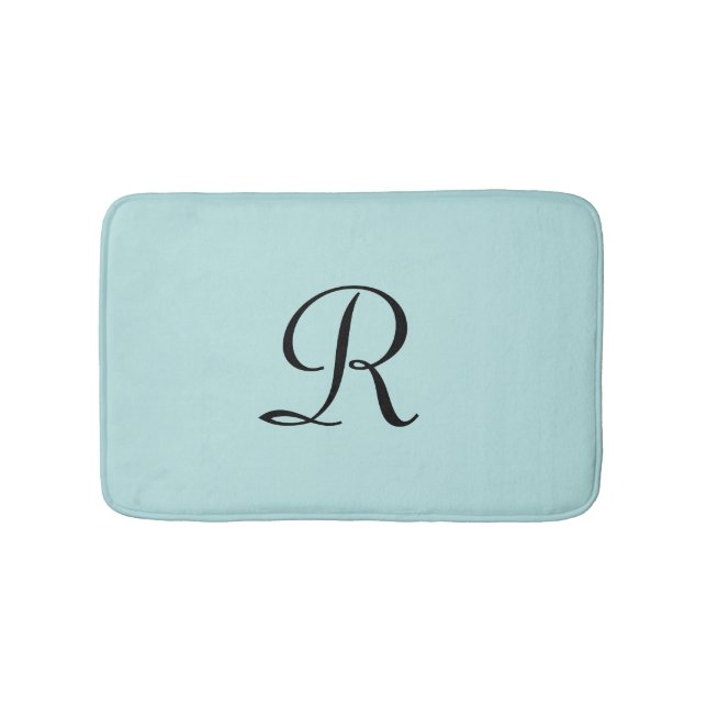 Robin's Egg Blue Monogrammed Minimalist Plush Badrumsmatta (Framsidan)