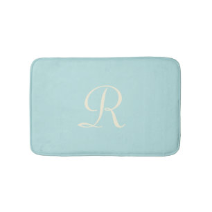 Robin's Egg Blue Monogrammed Plush Bath Mat Badrumsmatta