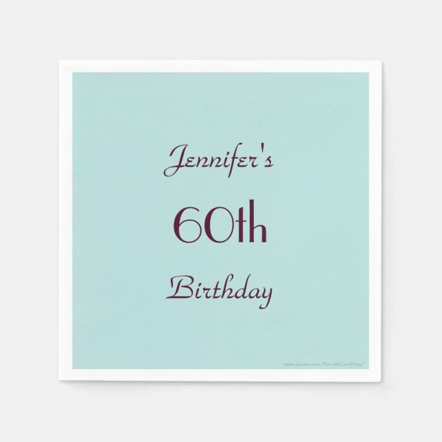 Robins Egg Blue Papper Napkins 60:e Födelsedagsfes Pappersservett (Framsidan)