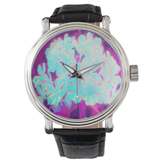 Robin's Egg Blue Peppermint Twist Phlox Flowers Armbandsur (Framsida)