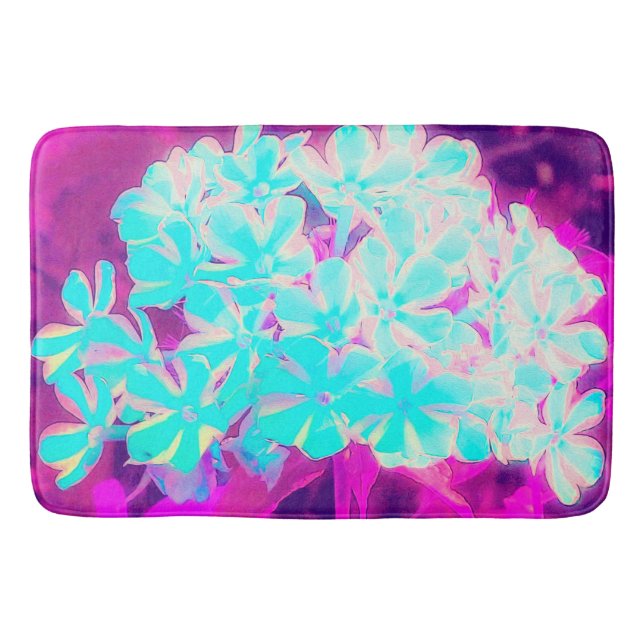 Robin's Egg Blue Peppermint Twist Phlox Flowers Badrumsmatta (Framsidan)