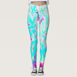 Robin's Egg Blue Peppermint Twist Phlox Flowers Leggings