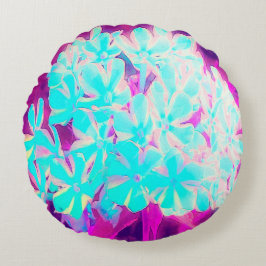 Robin's Egg Blue Peppermint Twist Phlox Flowers Rund Kudde