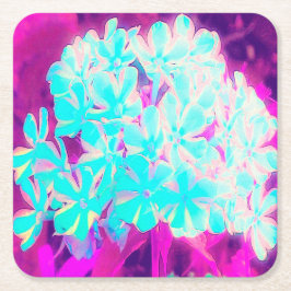 Robin's Egg Blue Peppermint Twist Phlox Flowers Underlägg Papper Kvadrat