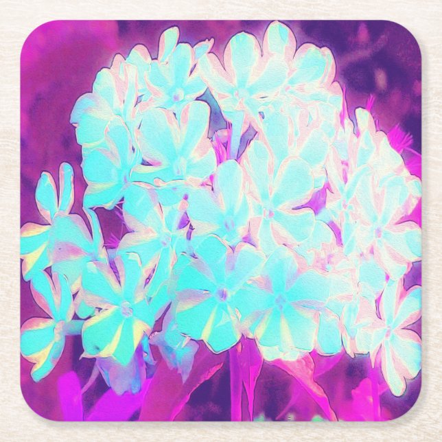 Robin's Egg Blue Peppermint Twist Phlox Flowers Underlägg Papper Kvadrat (Framsidan)