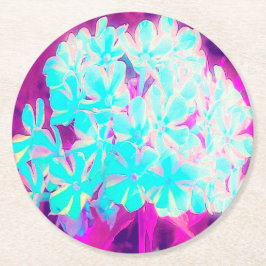 Robin's Egg Blue Peppermint Twist Phlox Flowers Underlägg Papper Rund