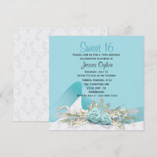 Robins Egg Blue Ro Sweet 16 Birthday Call Inbjudningar